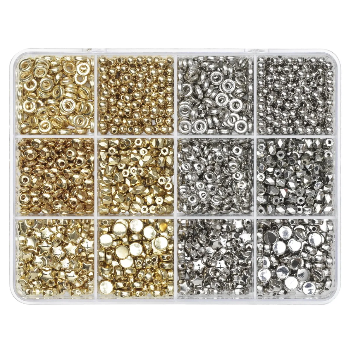 Panduro Jewellery Acrylic spacers mellandelar i silver- och guldfärgad akrylplast ca 1280 st | Acryl