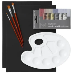 Panduro Hobby Beginners Acrylic Metallic Paint Kit, allt för nybörjaren som vill börja måla med akrylfärg | Akrylfärger