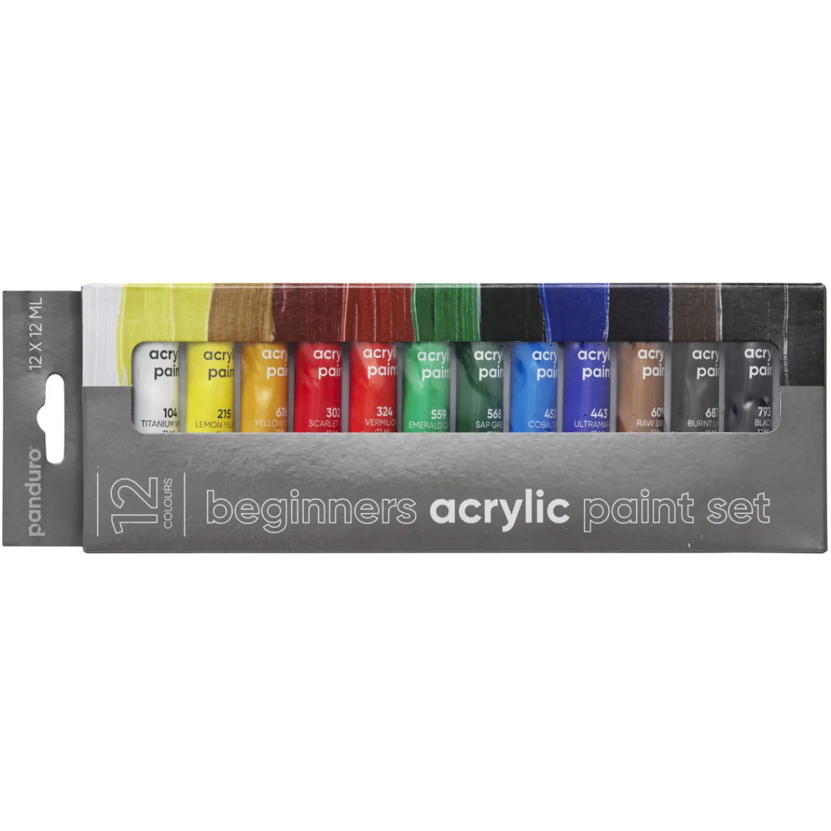 Panduro Hobby Beginners Acrylic Paint, akrylfärger för nybörjare 12×12 ml