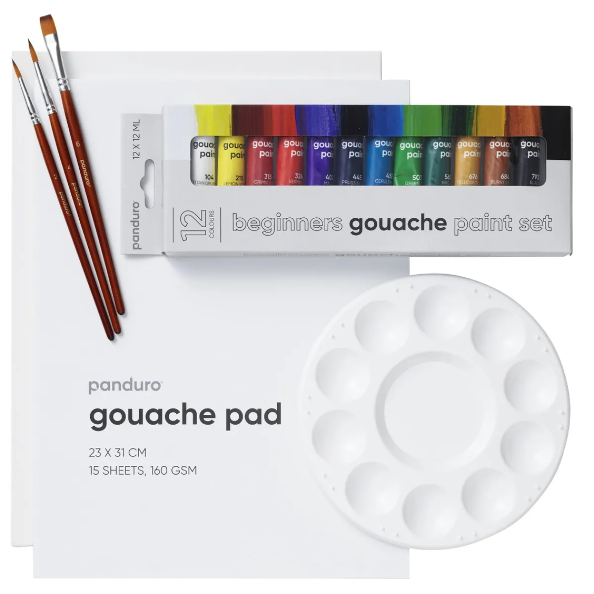 Panduro Hobby Beginners Gouache Kit, allt för nybörjaren som vill börja måla med gouachefärg | Akrylfärger