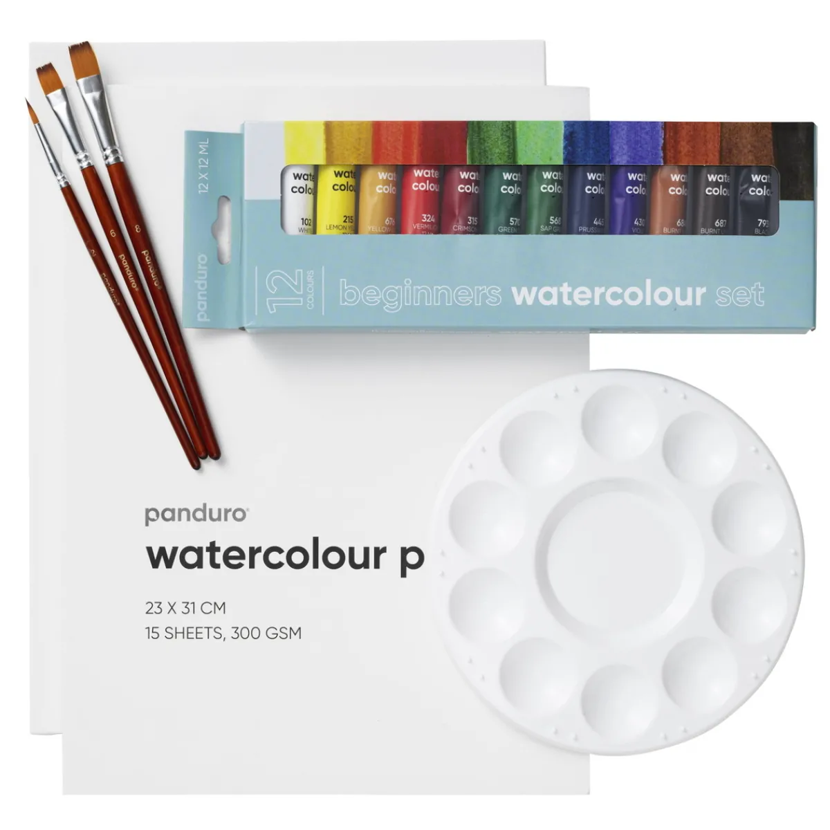 Panduro Hobby Beginners Watercolour Kit, allt för nybörjaren som vill börja måla med akvarellfärg | Akvarell- & Vattenfärger