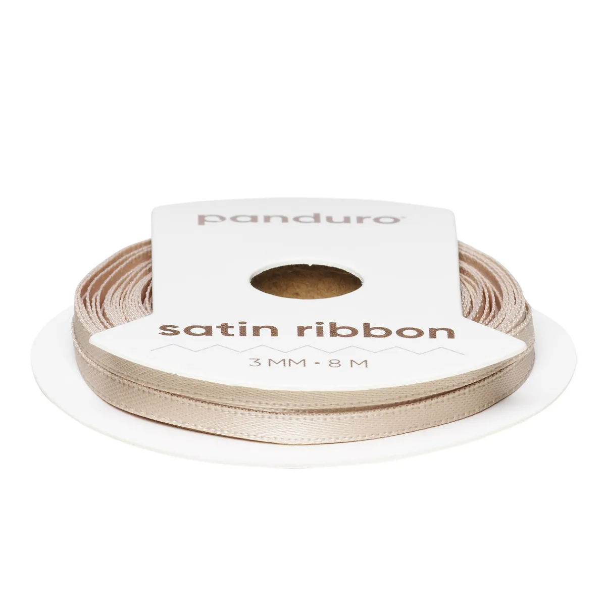 Panduro Hobby Beige satinband – 3 mm brett och 8 meter långt