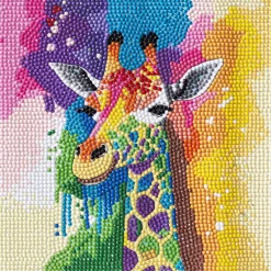 Panduro Hobby Bling Dots, diamond painting för barn 8+ år regnbågsfärgad giraff 20x20 cm | Barn Bling-Dots