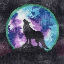 Panduro Hobby Bling Dots Glow In The Dark, diamond painting för barn 6+ år, självlysande varg 20×20 cm | Barn Bling-Dots