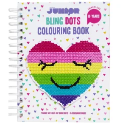 Panduro Hobby Bling Dots målarbok Happy – färgglad diamantmålning och färgläggning | Barn Bling-Dots
