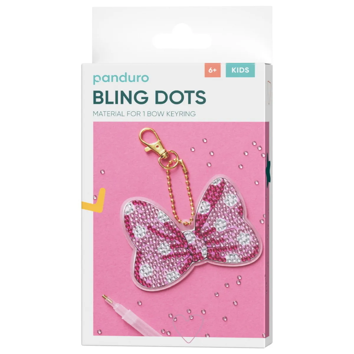 Barn Panduro Hobby Bling Dots Rosett nyckelring kit – pärla en gnistrande rosett, 8,2×6 cm