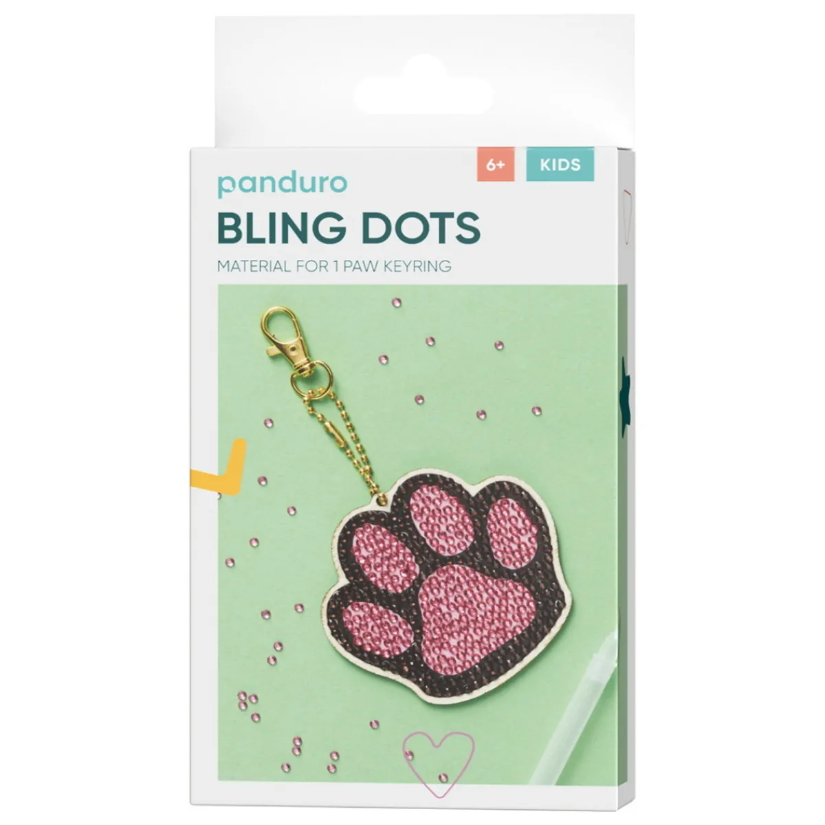 Panduro Hobby Bling Dots Tass nyckelring kit – pärla en söt liten tass, 7,5×6,7 cm | Barn Bling-Dots