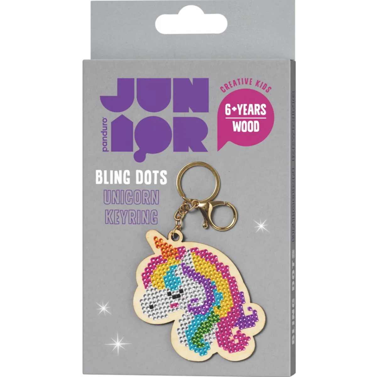 Panduro Hobby Bling Dots Unicorn nyckelring kit – pärla en söt enhörning, 7,5×10,5 cm | Barn Bling-Dots