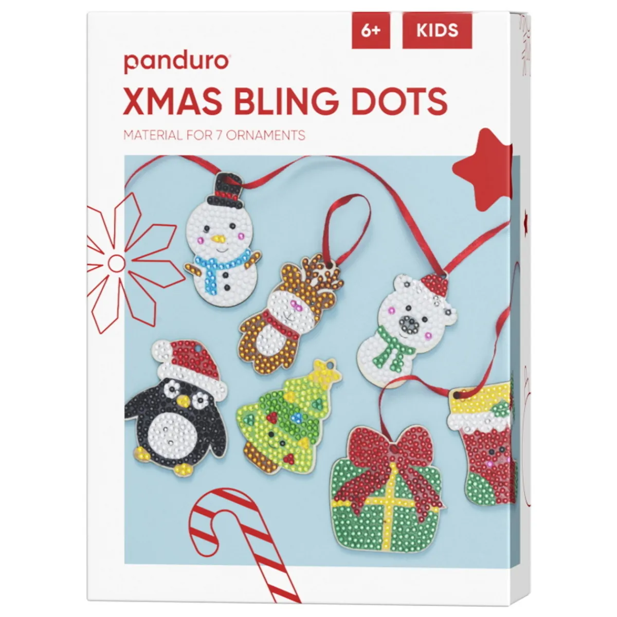 Barn Panduro Hobby Bling Dots Xmas, pärla 7 fina julgransdekorationer med upphängning