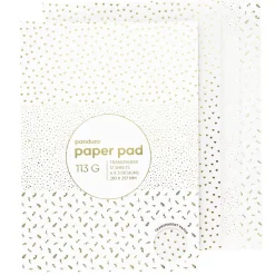 Panduro Hobby Block med designark A4, 12 transparenta ark med detaljer i guldmetallic, 113 g/m²