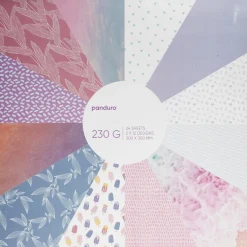 Panduro Hobby Block med designark 30×30 cm i ljusa färger & mönster, 24 ark, 230 g/m² | Designblock