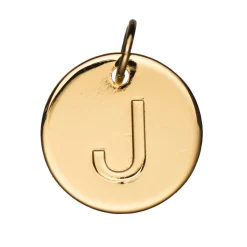 Panduro Jewellery Bokstavshänge cirkel J – Ø12 mm, mässing pläterat med 9 karat guld | Metallhängen