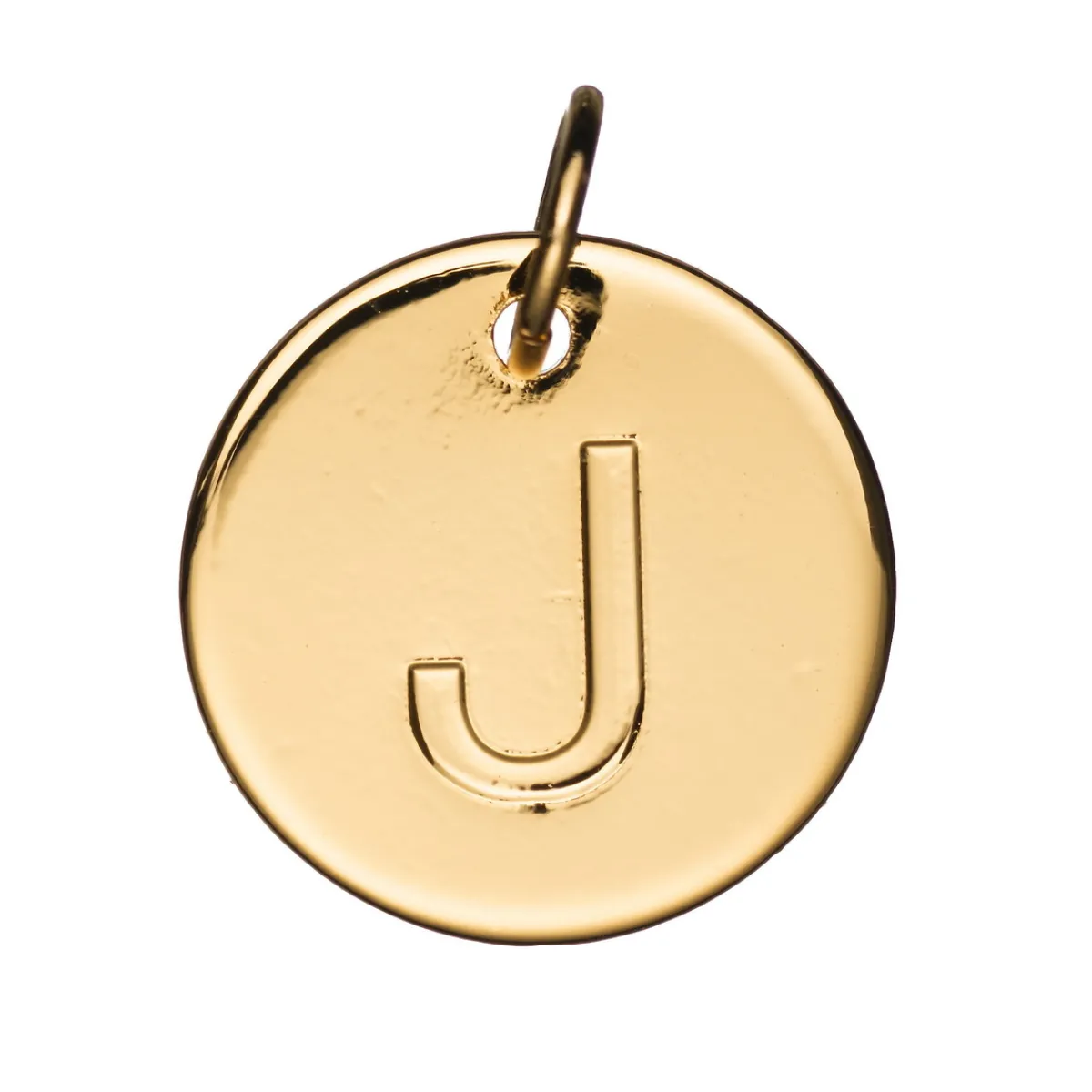 Panduro Jewellery Bokstavshänge cirkel J – Ø12 mm, mässing pläterat med 9 karat guld | Metallhängen