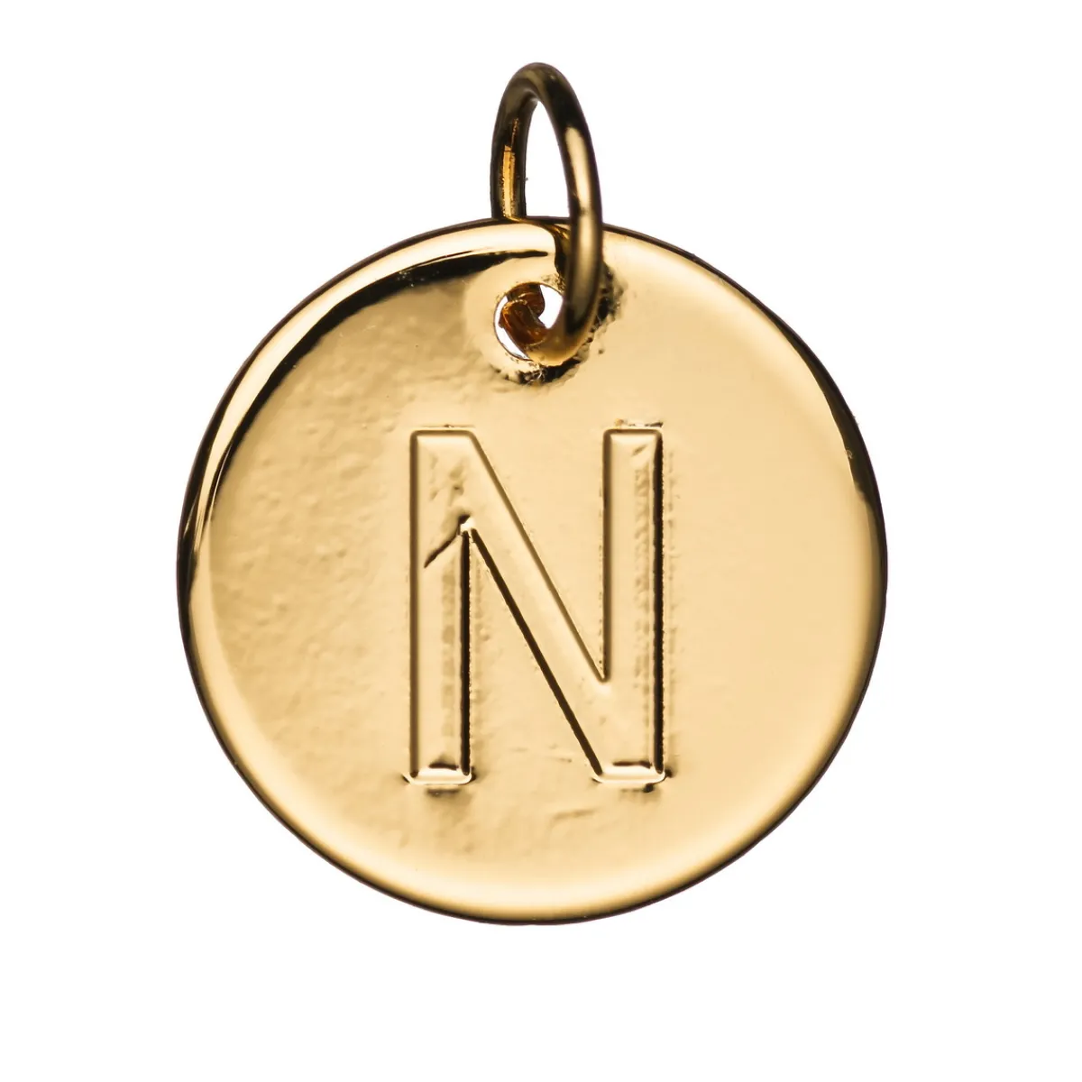 Panduro Jewellery Bokstavshänge cirkel N – Ø12 mm, mässing pläterat med 9 karat guld | Metallhängen