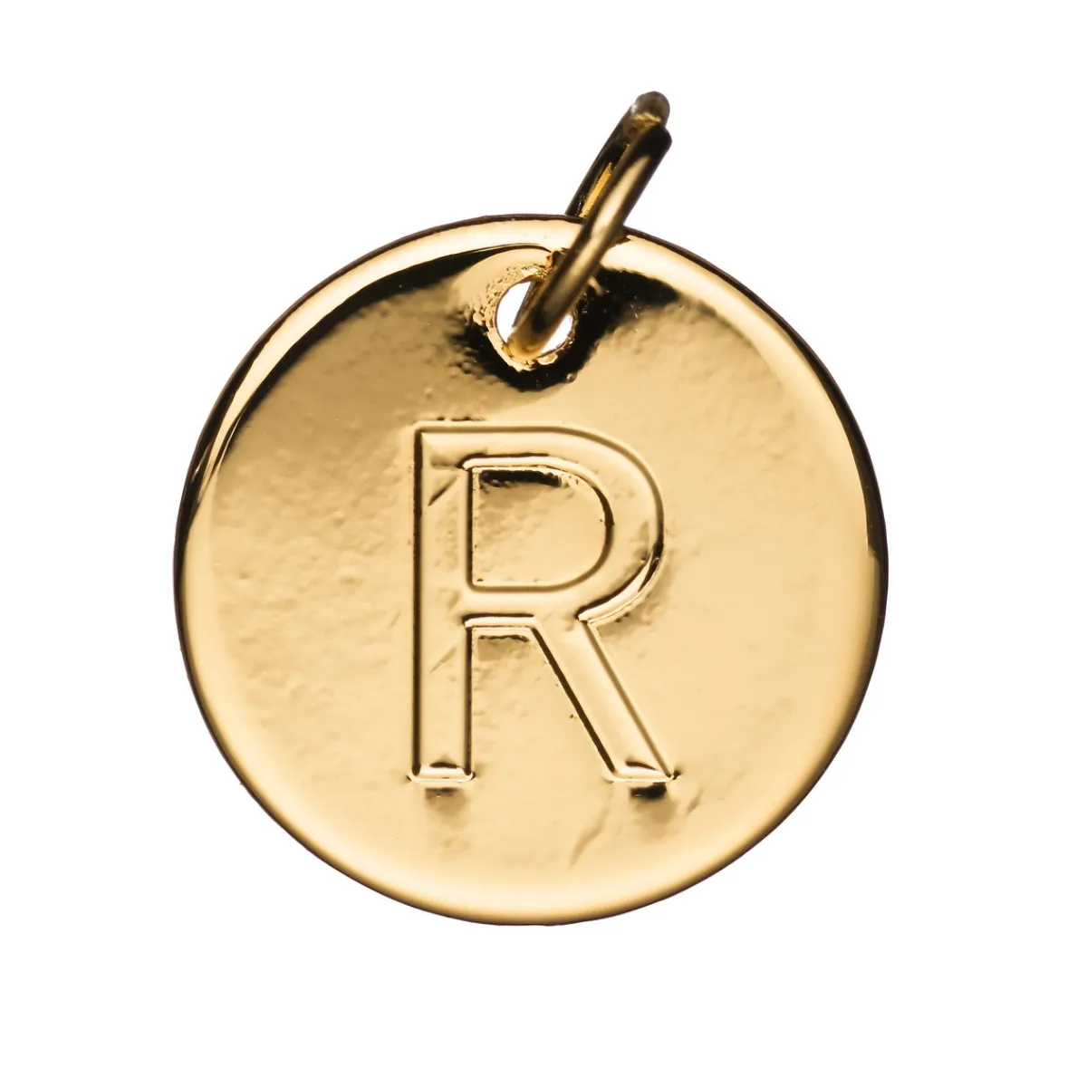 Panduro Jewellery Bokstavshänge cirkel R – Ø12 mm, mässing pläterat med 9 karat guld | Metallhängen