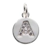 Panduro Jewellery Bokstavshänge cirkel strass A – Ø12 mm, mässing pläterat med 925 sterling silver