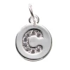 Panduro Jewellery Bokstavshänge cirkel strass C – Ø12 mm, mässing pläterat med 925 sterling silver