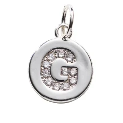 Panduro Jewellery Bokstavshänge cirkel strass G – Ø12 mm, mässing pläterat med 925 sterling silver