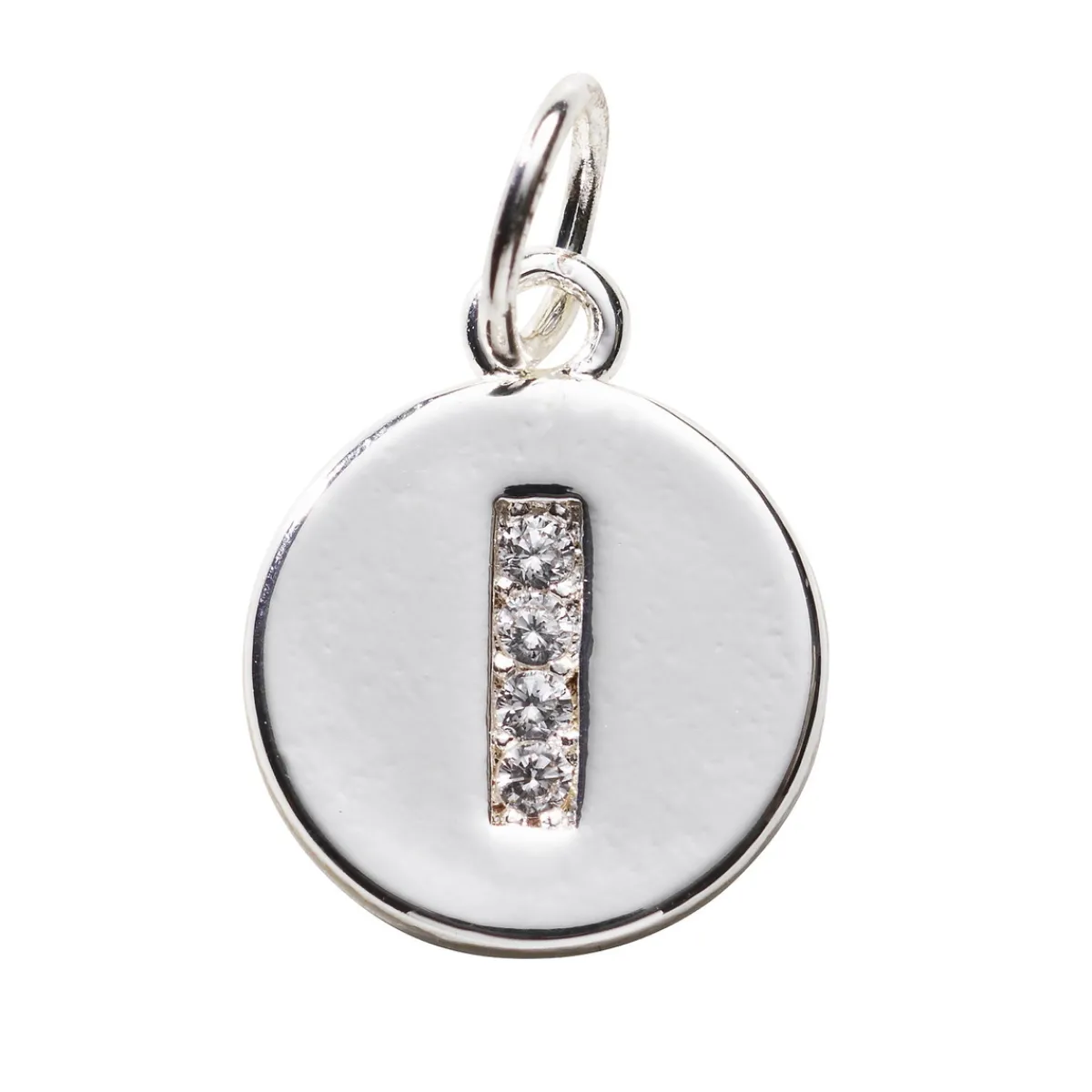 Panduro Jewellery Bokstavshänge cirkel strass I – Ø12 mm, mässing pläterat med 925 sterling silver