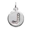 Panduro Jewellery Bokstavshänge cirkel strass J – Ø12 mm, mässing pläterat med 925 sterling silver | Metallhängen