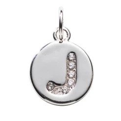 Panduro Jewellery Bokstavshänge cirkel strass J – Ø12 mm, mässing pläterat med 925 sterling silver | Metallhängen