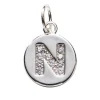 Panduro Jewellery Bokstavshänge cirkel strass N – Ø12 mm, mässing pläterat med 925 sterling silver | Metallhängen