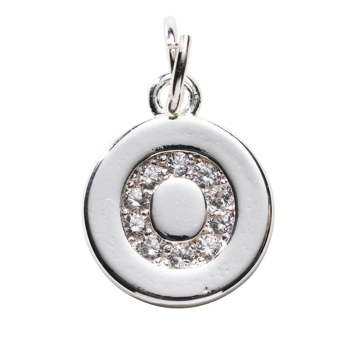 Panduro Jewellery Bokstavshänge cirkel strass O – Ø12 mm, mässing pläterat med 925 sterling silver
