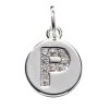 Panduro Jewellery Bokstavshänge cirkel strass P – Ø12 mm, mässing pläterat med 925 sterling silver | Metallhängen