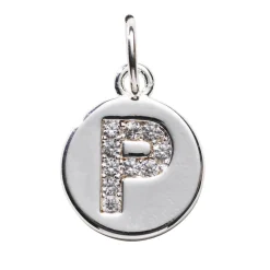 Panduro Jewellery Bokstavshänge cirkel strass P – Ø12 mm, mässing pläterat med 925 sterling silver | Metallhängen
