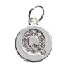 Panduro Jewellery Bokstavshänge cirkel strass Q – Ø12 mm, mässing pläterat med 925 sterling silver