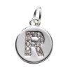 Panduro Jewellery Bokstavshänge cirkel strass R – Ø12 mm, mässing pläterat med 925 sterling silver | Metallhängen