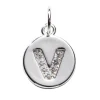 Panduro Jewellery Bokstavshänge cirkel strass V – Ø12 mm, mässing pläterat med 925 sterling silver | Metallhängen