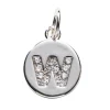 Panduro Jewellery Bokstavshänge cirkel strass W – Ø12 mm, mässing pläterat med 925 sterling silver