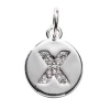 Panduro Jewellery Bokstavshänge cirkel strass X – Ø12 mm, mässing pläterat med 925 sterling silver | Metallhängen