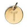 Panduro Jewellery Bokstavshänge cirkel T – Ø12 mm, mässing pläterat med 9 karat guld | Metallhängen