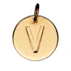 Panduro Jewellery Bokstavshänge cirkel V – Ø12 mm, mässing pläterat med 9 karat guld | Metallhängen