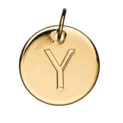 Panduro Jewellery Bokstavshänge cirkel Y – Ø12 mm, mässing pläterat med 9 karat guld