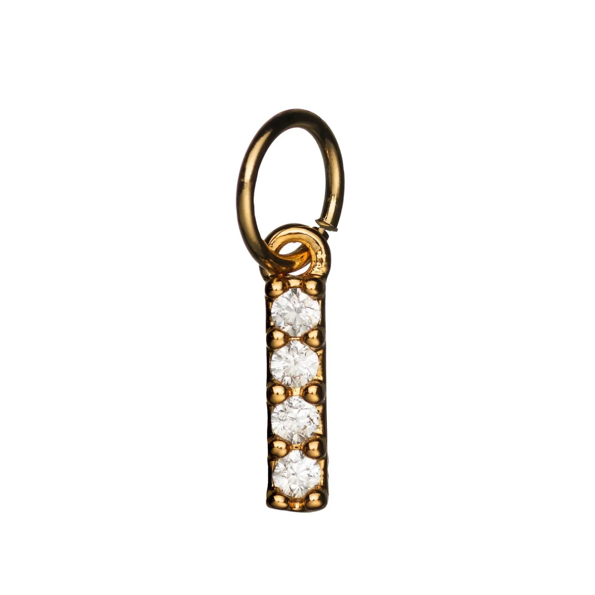 Panduro Jewellery Bokstavshänge med strass I – längd 7 mm, mässing, pläterat med 9 karat guld | Metallhängen
