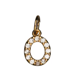 Panduro Jewellery Bokstavshänge med strass O – längd 7 mm, mässing, pläterat med 9 karat guld