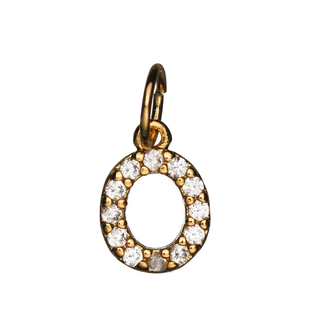 Panduro Jewellery Bokstavshänge med strass O – längd 7 mm, mässing, pläterat med 9 karat guld