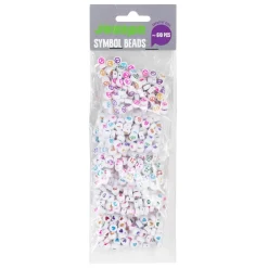 Panduro Hobby Bokstavspärlor med färgglada symboler, smileys, hjärtan m.m. ca 610 st. Ø7 mm | Barn Pärlor