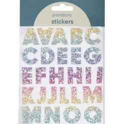 Panduro Hobby Bokstäver klistermärken A-Z glitter rainbow – sammanlagt 50 alfabet stickers, 23 mm höga