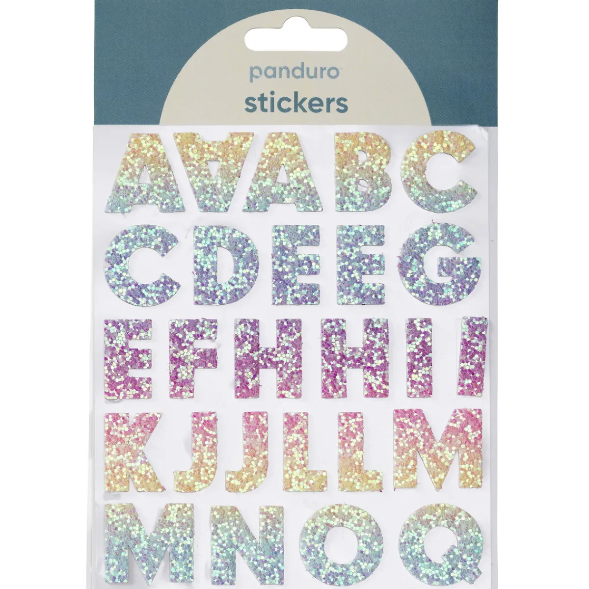 Panduro Hobby Bokstäver klistermärken A-Z glitter rainbow – sammanlagt 50 alfabet stickers, 23 mm höga
