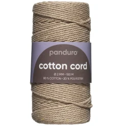 Panduro Hobby Bomullssnöre 2mm / 100m beige