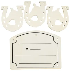 Barn Panduro Hobby Boxskylt och 3 plaketter av trä till stall, käpphäst och Hobby horse