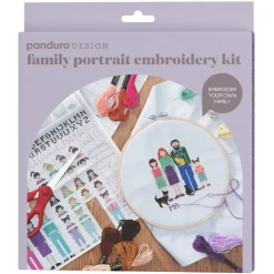 Panduro Hobby Brodera ett familjeporträtt – kit med broderiring, broderitråd & mönster | Broderikit