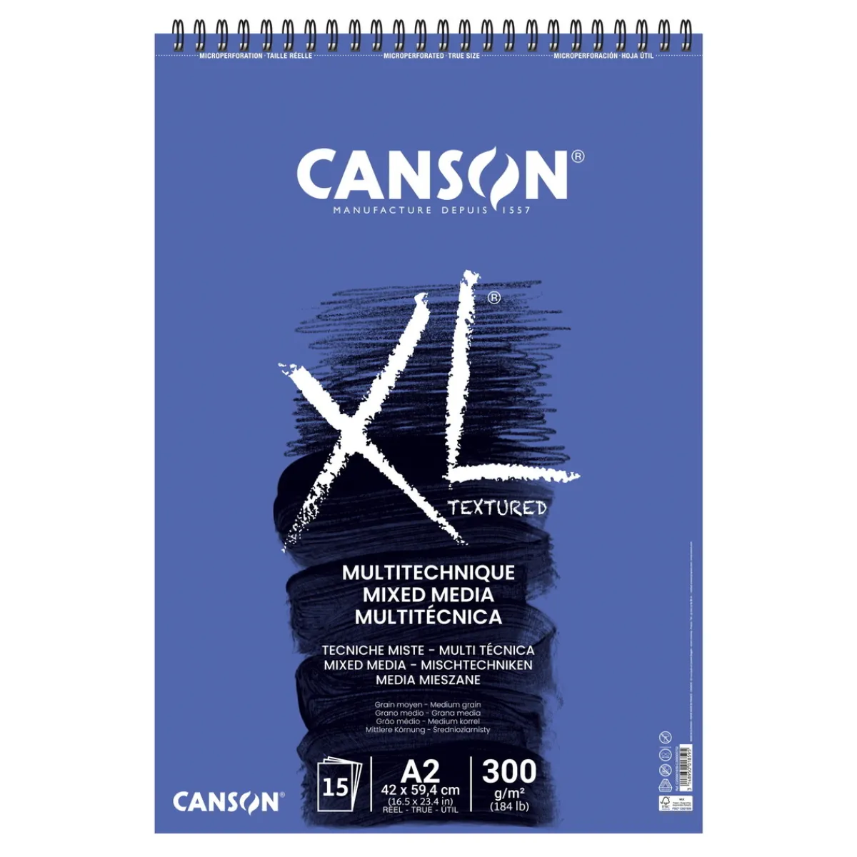 Canson XL Mix-Media block A2 420×594 mm, 15 ark, 300g/m² | Block