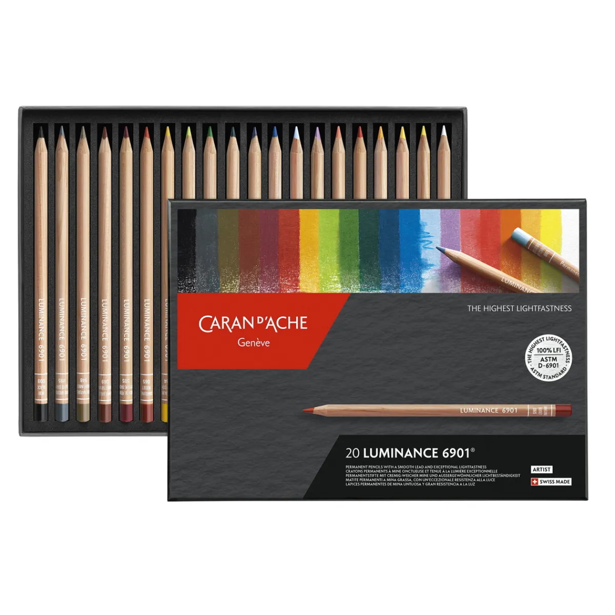 CDA Caran D Ache Caran d'Ache Luminance 6901, set med 20 färgpennor