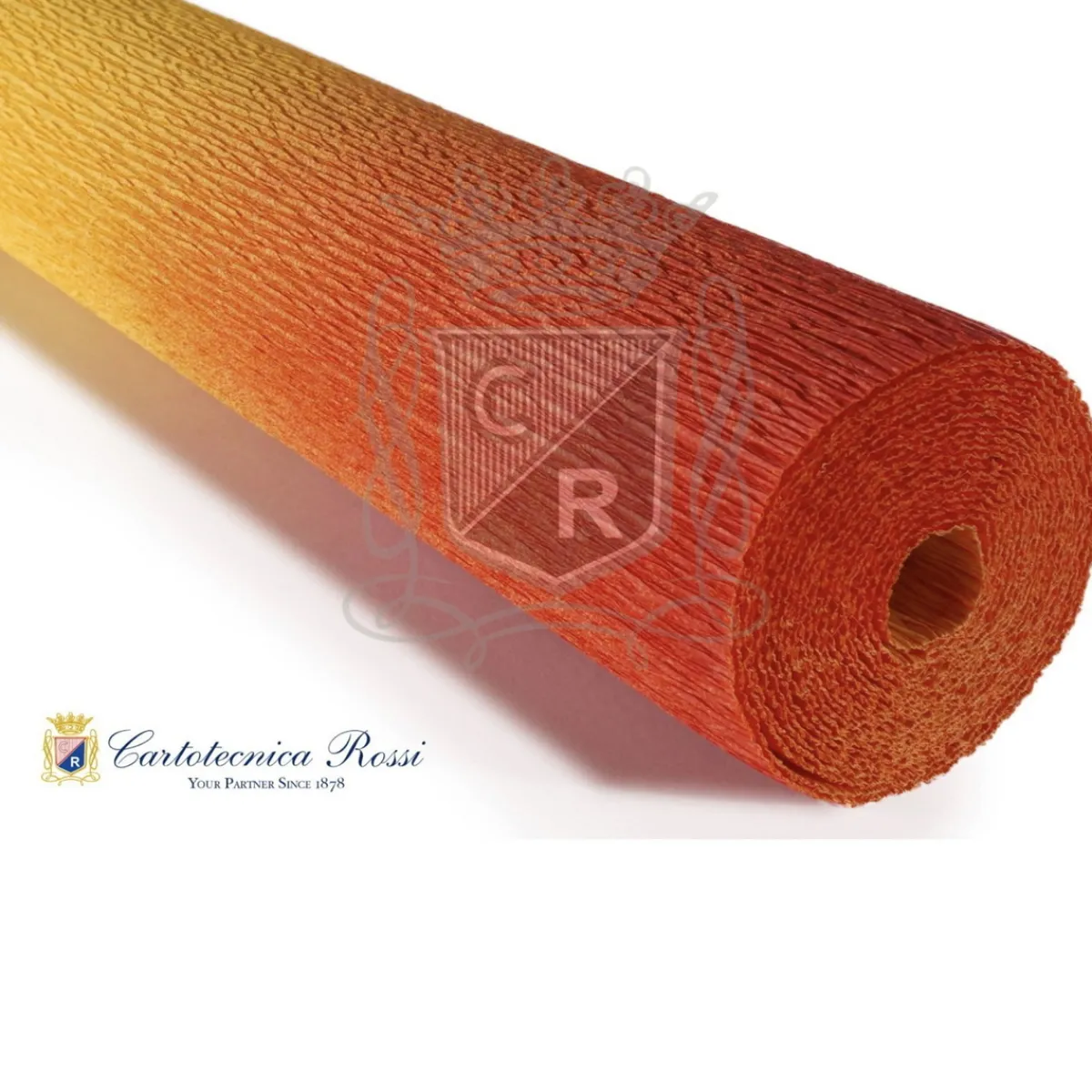 Cartotecnica Rossi kräppapper 576/9 – tonad gul & orange, 180 g rulle (144 g/m²) à 50×250 cm | Crepepapper