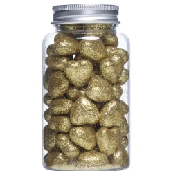 Panduro Hobby Ca 60 st. guldiga gnistrande glitterhjärtan – 2×1 cm | Övrigt